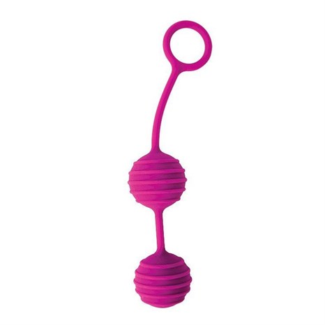 Ярко-розовые вагинальные шарики с ребрышками Cosmo - фото 407688
