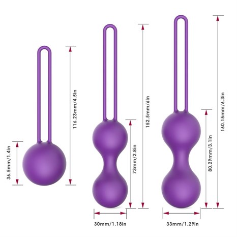 Набор из трех фиолетовых вагинальных шариков Erokay - фото 407694