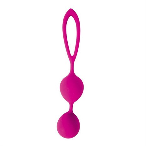 Ярко-розовые вагинальные шарики Cosmo с петелькой - фото 407714