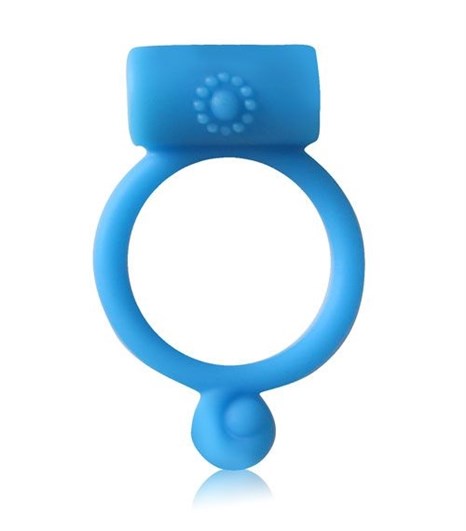 Синее силиконовое кольцо с вибрацией - фото 408202