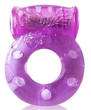 Фиолетовое эрекционное виброкольцо с бабочкой - фото 408203