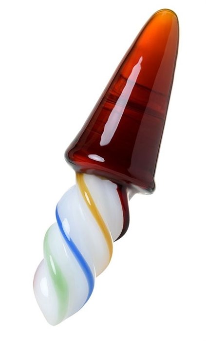 Коническая стеклянная анальная втулка Sexus Glass - 16 см. - фото 408234