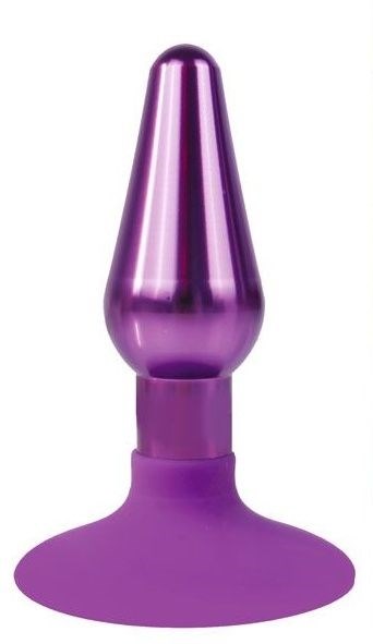 Фиолетовая конусовидная анальная пробка - 9 см. - фото 408363