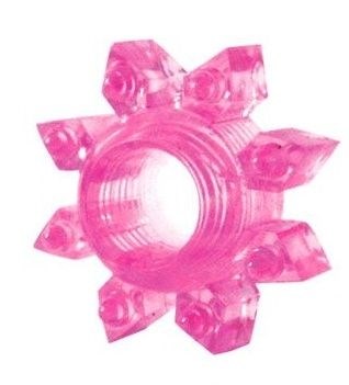 Розовое эрекционное кольцо Cockring star - фото 408398