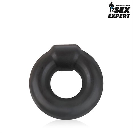 Черное силиконовое круглое эрекционное кольцо Sex Expert - фото 408402