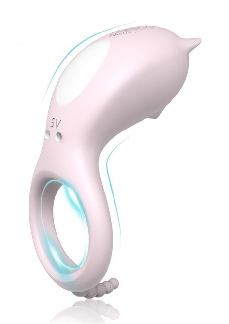 Нежно-розовое эрекционное кольцо CORA с вибрацией - фото 408600