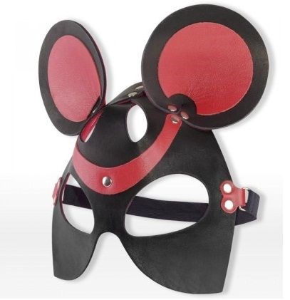 Черно-красная маска мышки из кожи - фото 408649