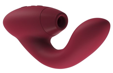 Бордовый стимулятор Womanizer DUO с вагинальным отростком - фото 408707