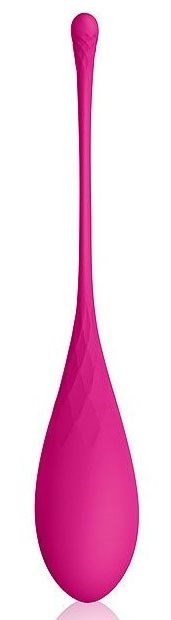 Ярко-розовый тяжелый каплевидный вагинальный шарик со шнурком - фото 409208