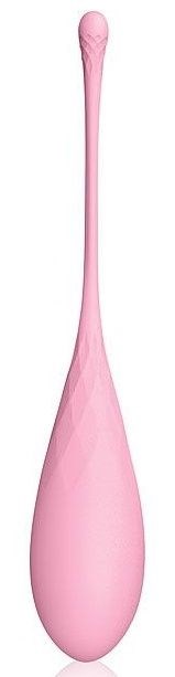 Нежно-розовый каплевидный вагинальный шарик со шнурком - фото 409210