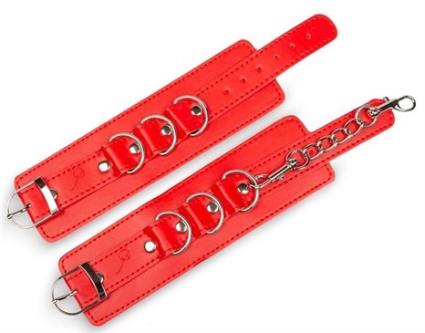 Красные наручники на застежках с цепочкой - фото 409223