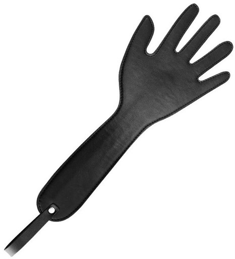 Черная шлепалка с виде ладони с удлиненной ручкой - 36 см. - фото 409224