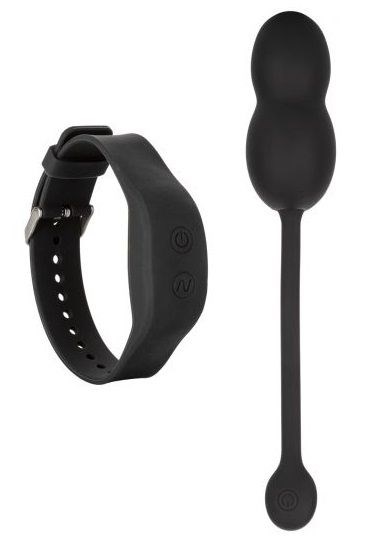Черные вагинальные виброшарики с браслетом-пультом Wristband Remote Ultra-Soft Kegel System - фото 409332