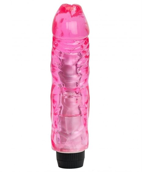 Розовый вибратор-реалистик с венками - 22 см. - фото 410181