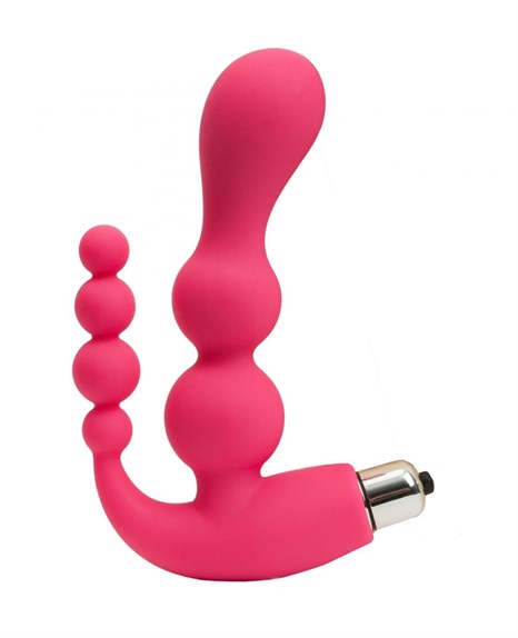 Розовый анально-вагинальный вибромассажер - 17 см. - фото 410187
