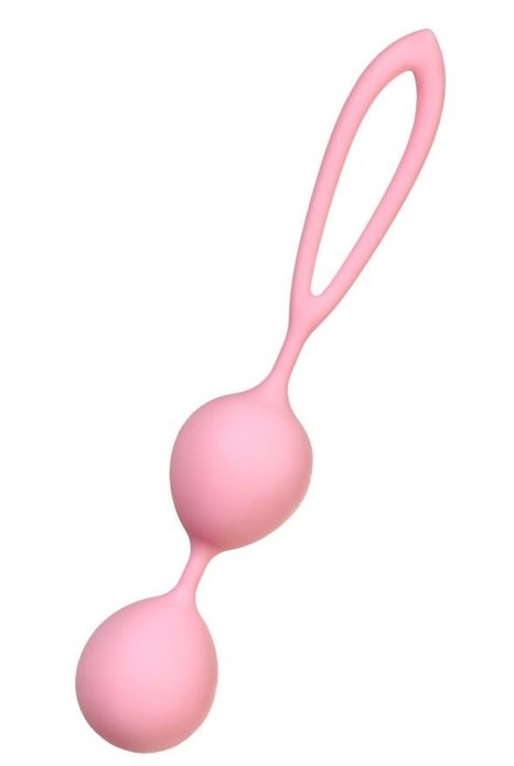 Розовые силиконовые вагинальные шарики с ограничителем-петелькой - фото 410697