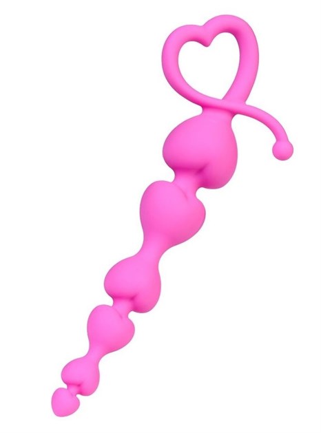 Розовая силиконовая анальная цепочка Sweety - 18,5 см. - фото 410746