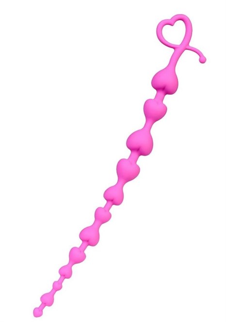 Розовая силиконовая анальная цепочка Long Sweety - 34 см. - фото 410752
