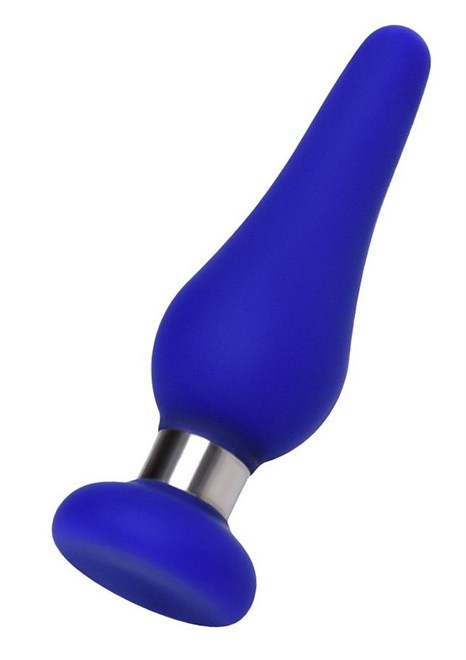 Синяя силиконовая анальная втулка с ограничителем - 11,5 см. - фото 410795
