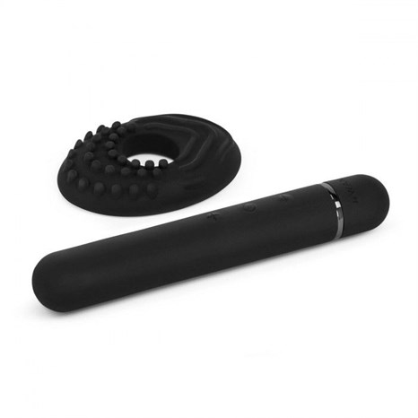 Черный мини-вибратор Le Wand Baton с текстурированной насадкой - 11,9 см. - фото 411423