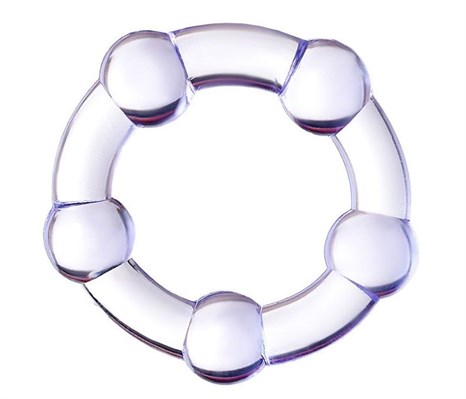 Фиолетовое эрекционное кольцо на пенис с бусинами - фото 411807