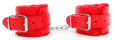 Красные мягкие наручники на регулируемых ремешках - фото 412388