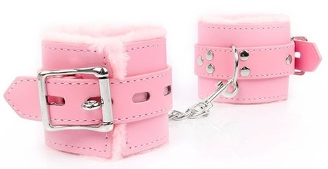 Розовые мягкие наручники на регулируемых ремешках - фото 412392