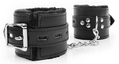 Черные наручники на металлических карабинах - фото 412396