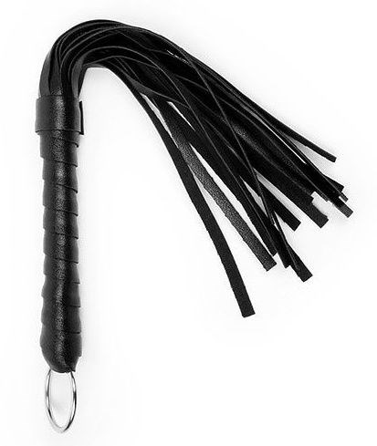 Черная плеть с рукоятью в оплетке - 28 см. - фото 412430