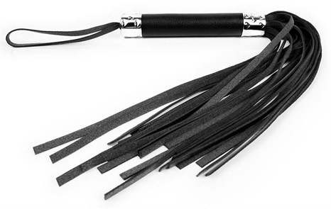 Черная многохвостая плеть с круглой ручкой - 44 см. - фото 412444