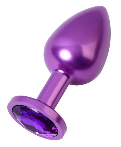 Фиолетовый анальный плаг с кристаллом фиолетового цвета - 8,2 см. - фото 412976