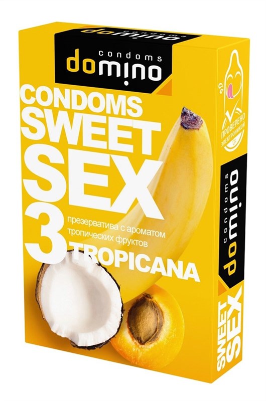 Презервативы для орального секса DOMINO Sweet Sex с ароматом тропических фруктов - 3 шт. - фото 413288