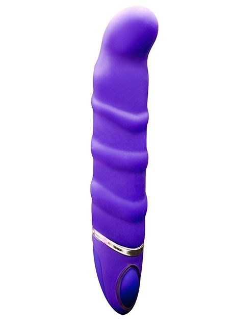 Фиолетовый перезаряжаемый вибратор с ребрышками PROVIBE - 14 см. - фото 414520