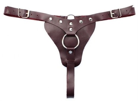 Бордовые трусики с кольцом для насадок Maroon Panties - фото 415125