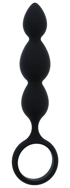 Черная анальная пробка-елочка SILICONE ANAL BEAD - 16,5 см. - фото 415396