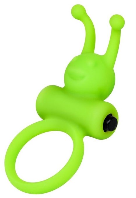 Зеленое эрекционное виброкольцо на пенис Cock Ring - фото 415546