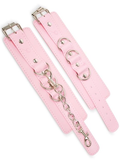 Розовые наручники с регулировкой на цепочке - фото 415651