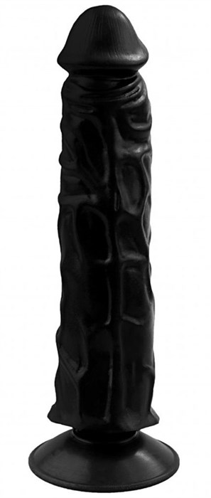 Черный гелевый фаллоимитатор на присоске №9 - 19,5 см. - фото 415656