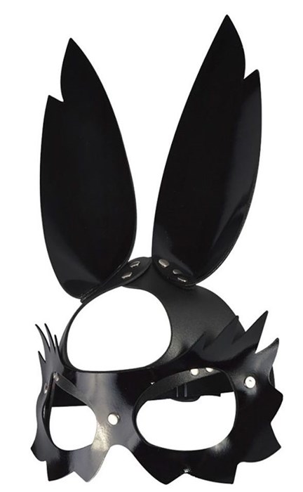 Черная лаковая кожаная маска  Зайка  с длинными ушками - фото 415980