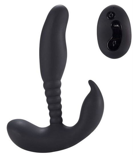 Черный стимулятор простаты Remote Control Anal Pleasure Vibrating Prostate Stimulator - 13,5 см. - фото 416982