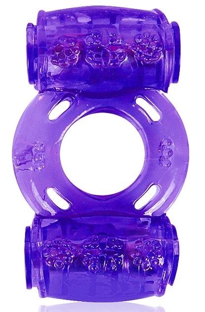 Фиолетовое эрекционное кольцо в двумя вибропулями - фото 417035