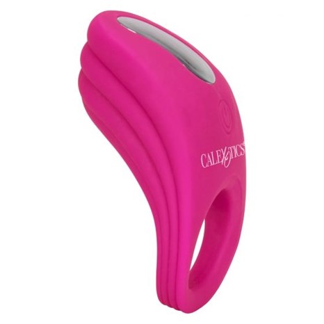 Розовое эрекционное виброкольцо с пультом Silicone Remote Pleasure Ring - фото 417513