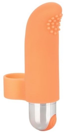 Оранжевая пулька-насадка на палец Finger Tickler - 8,25 см. - фото 417540