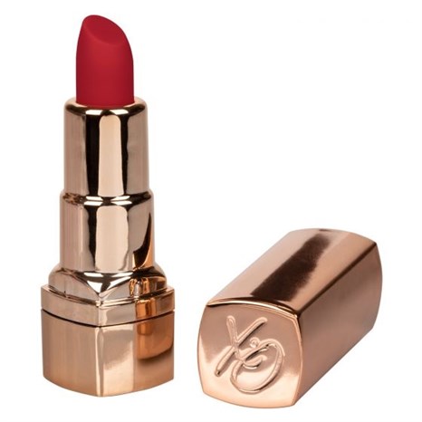 Золотистый вибратор-помада с красным мягким кончиком Hide   Play Rechargeable Lipstick - фото 417551