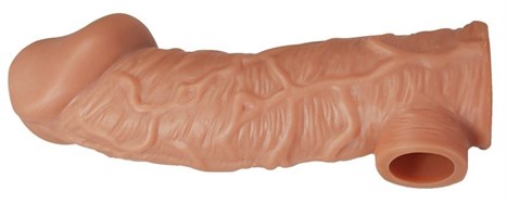 Телесная насадка на фаллос с фиксацией мошонки Cock Sleeve 001 Size M - 15,6 см. - фото 417805