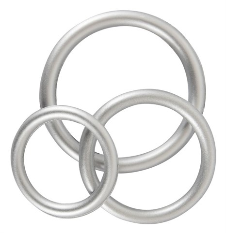 Набор из 3 эрекционных колец под металл Metallic Silicone Cock Ring Set - фото 418878