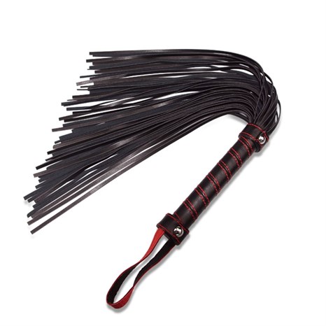 Черная плеть с петлей и контрастной красной строчкой - 45,7 см. - фото 419499