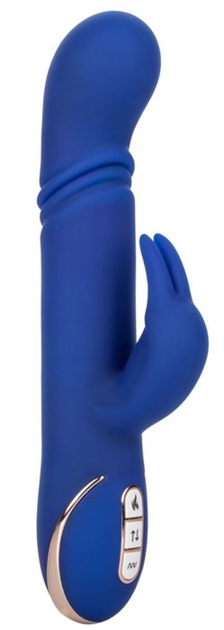 Синий вибратор-кролик с нагревом The Heated Silicone Thrusting G Rabbit - 21,5 см. - фото 420033