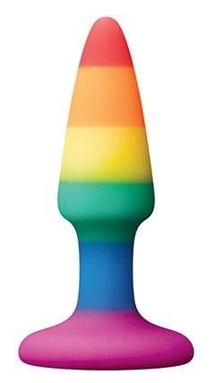 Разноцветная анальная втулка RAINBOW ANAL PLUG MINI - 9 см. - фото 421259