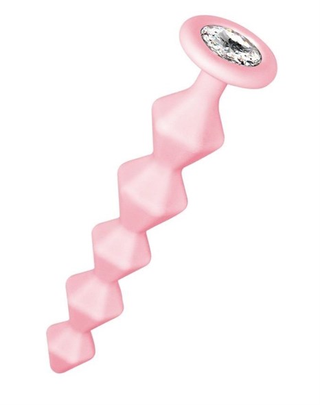 Розовая анальная цепочка с кристаллом Chummy - 16 см. - фото 422212